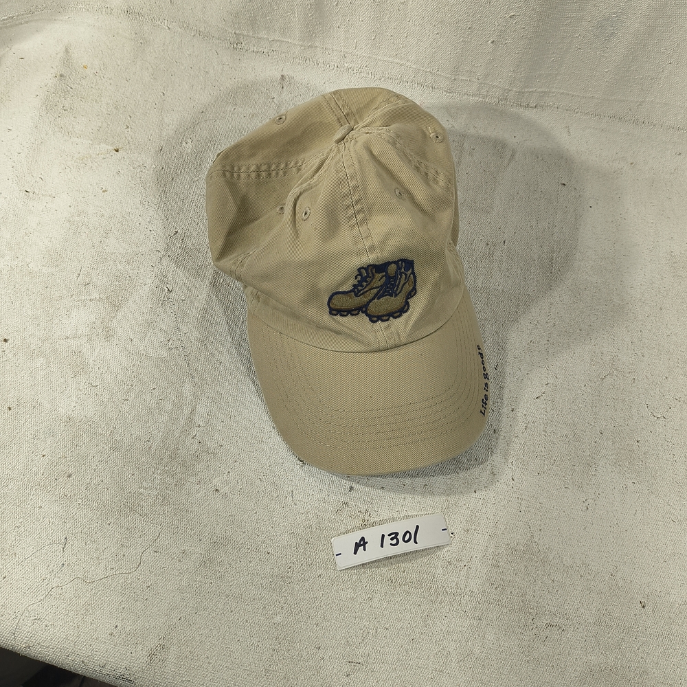 Life Is Good Unisex Khaki Adjustable Cap with Hiking Boots Applique